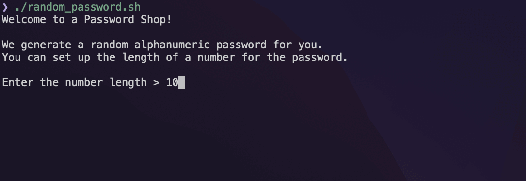 random password