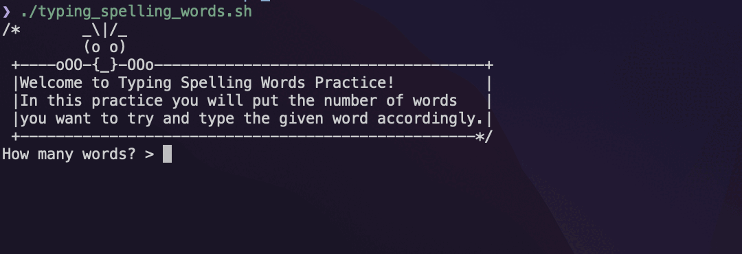 typing spelling words